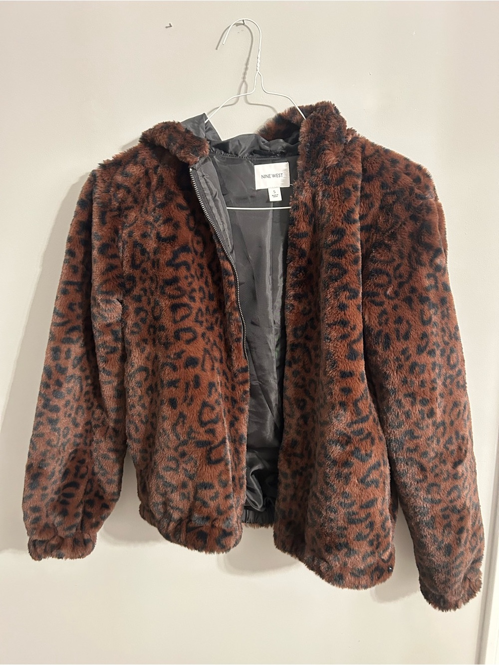 Nine West Kids' Brown Leopard Faux-Fur Jacket